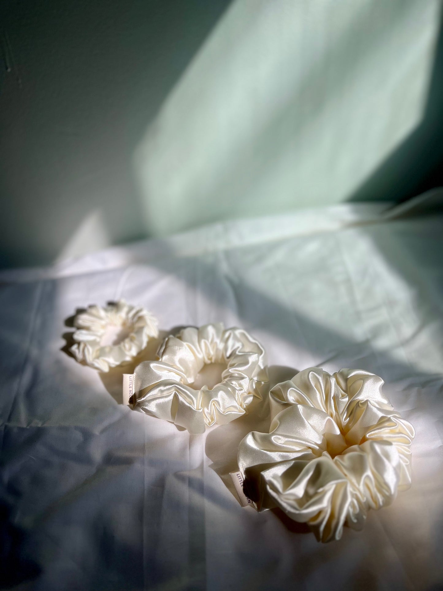 Ivory satin scrunchie