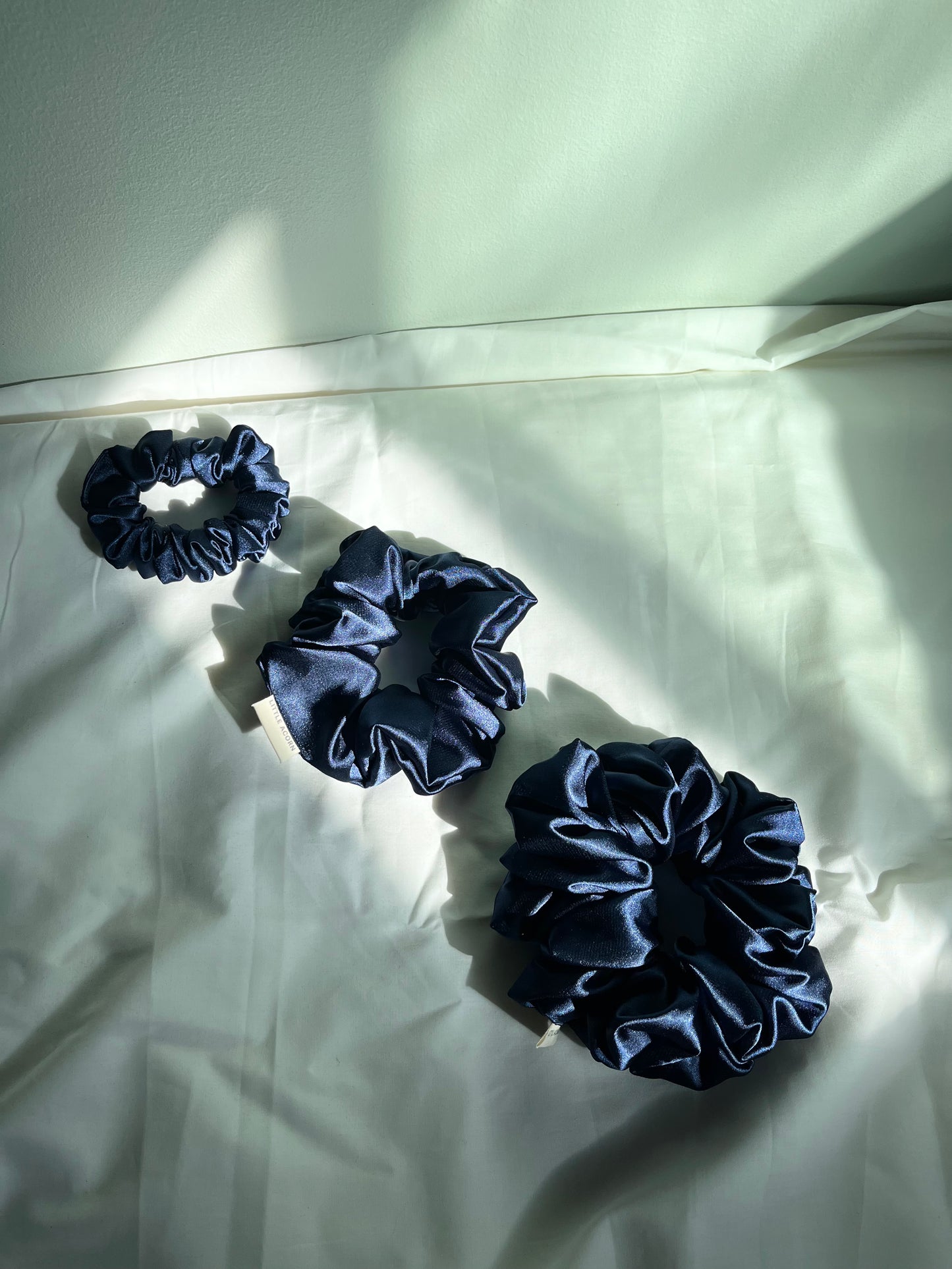 Navy satin scrunchie