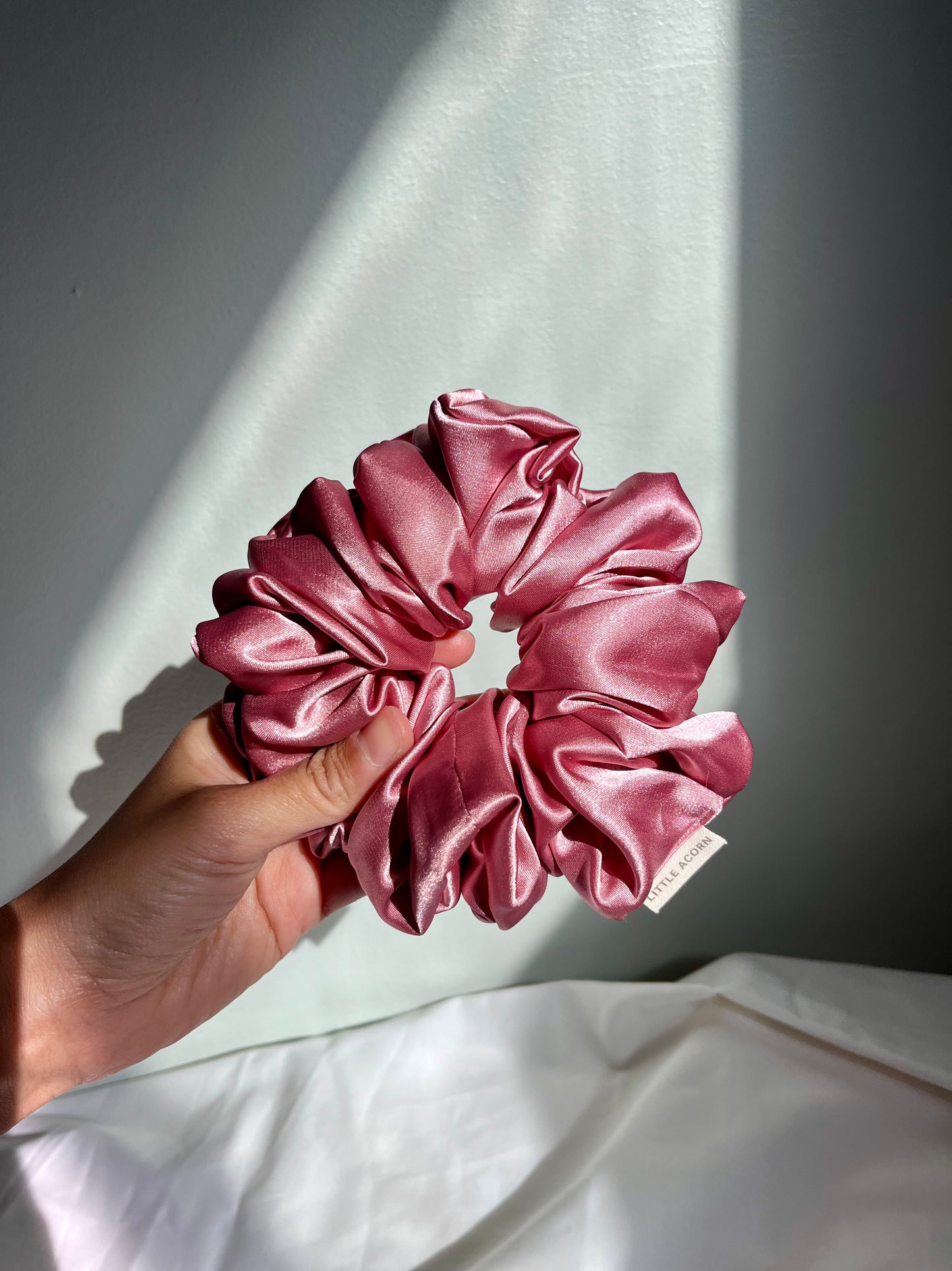 Rose satin scrunchie