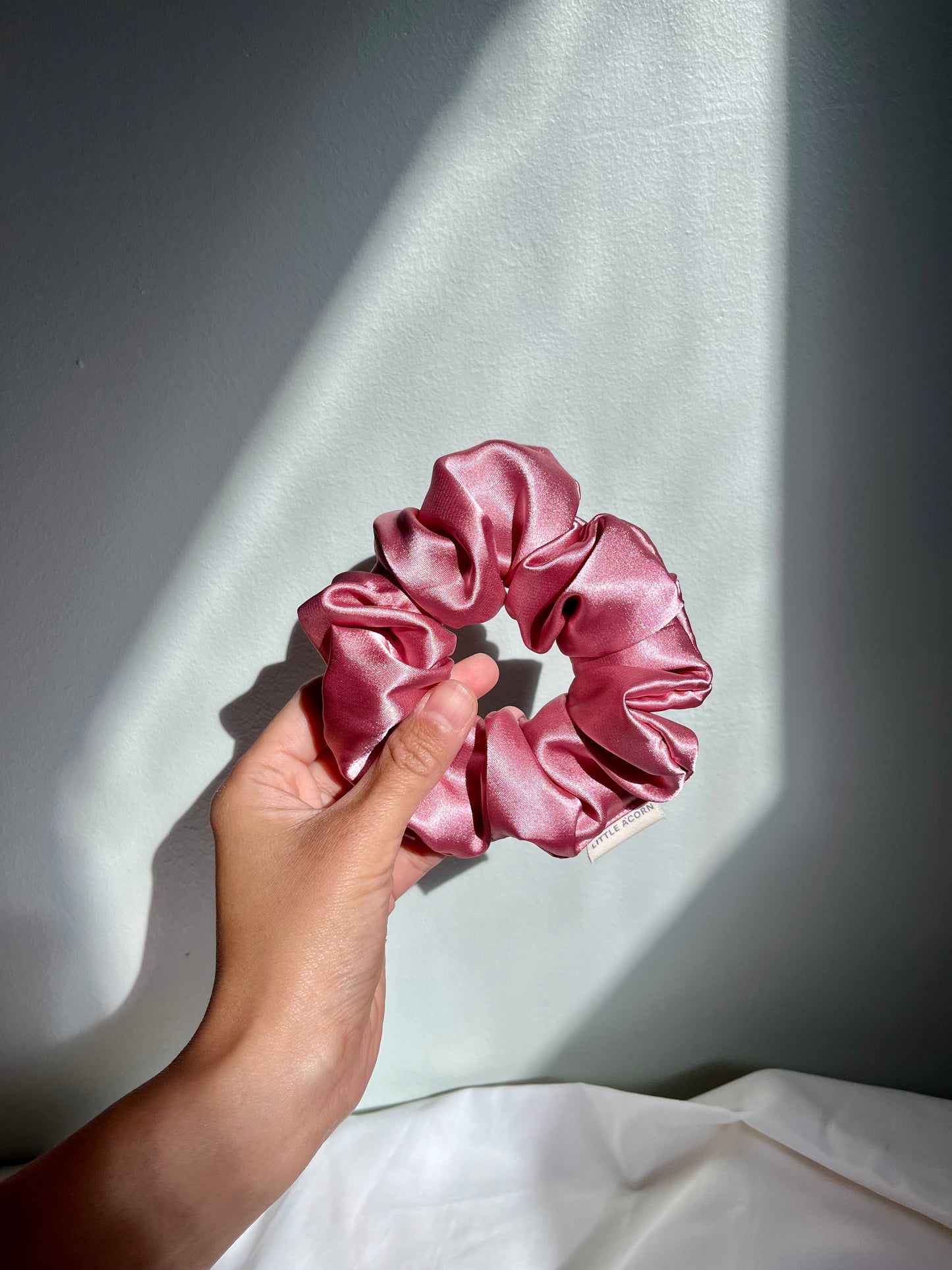 Rose satin scrunchie