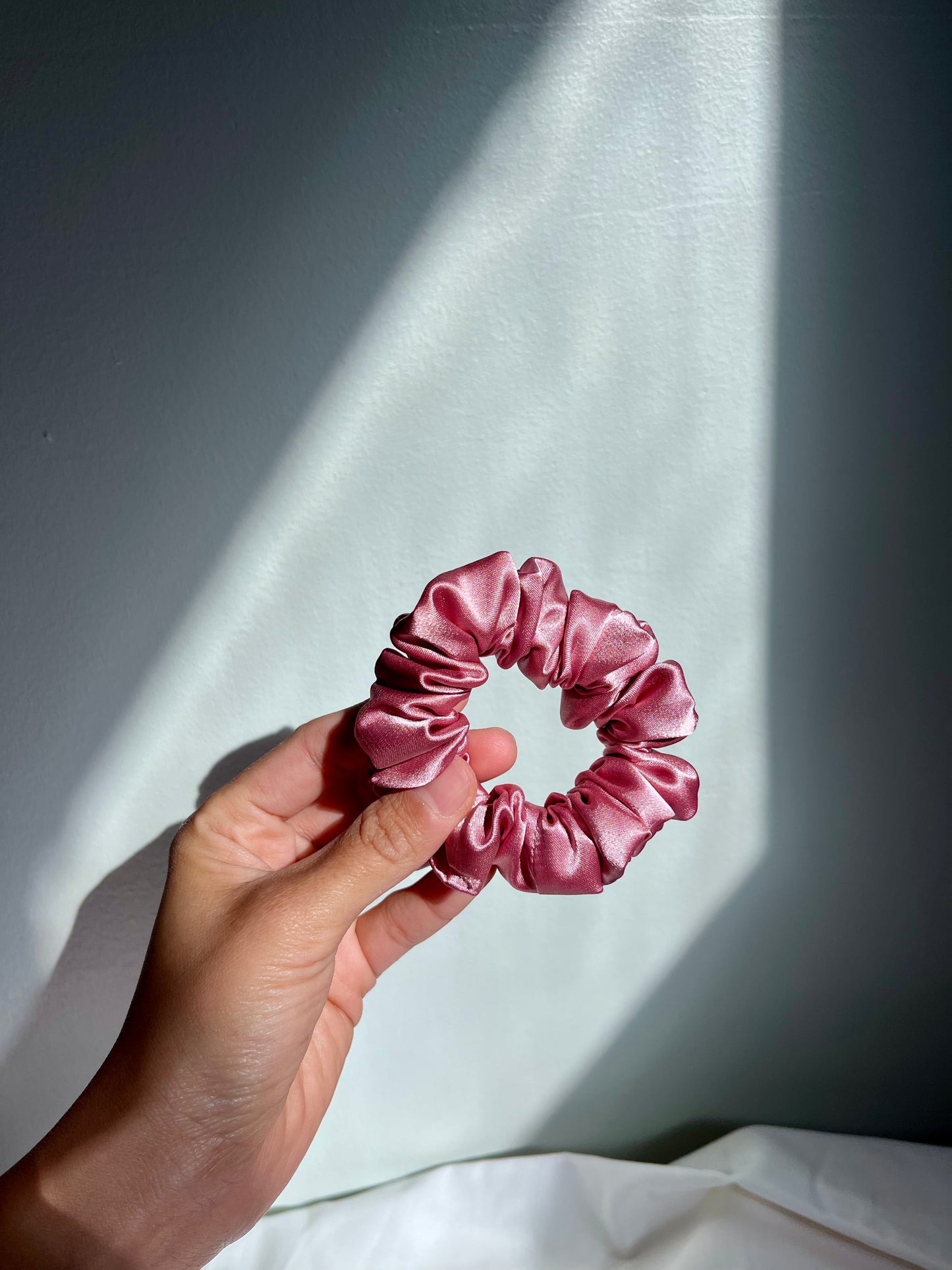 Rose satin scrunchie