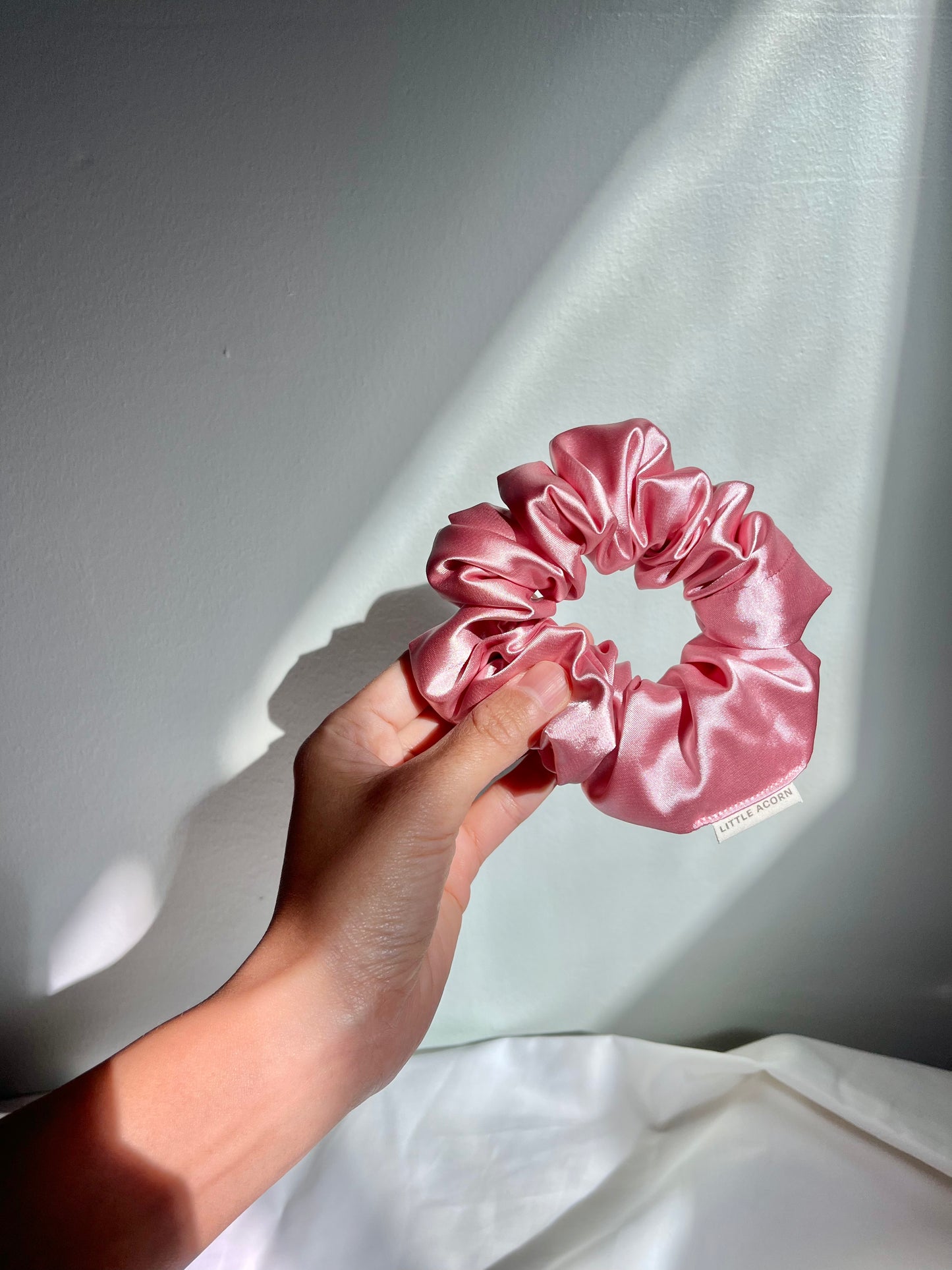 Light rose satin scrunchie