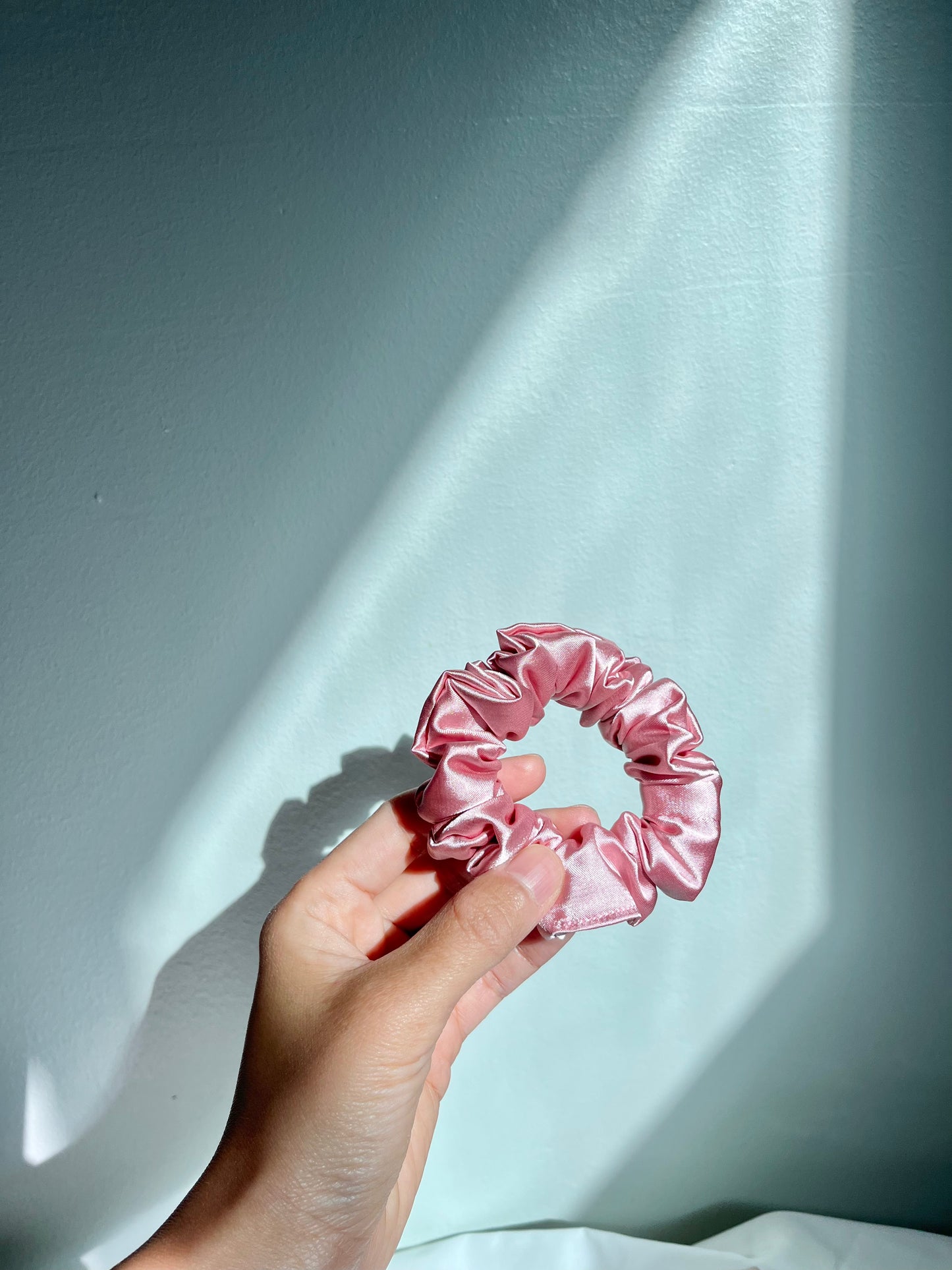 Light rose satin scrunchie
