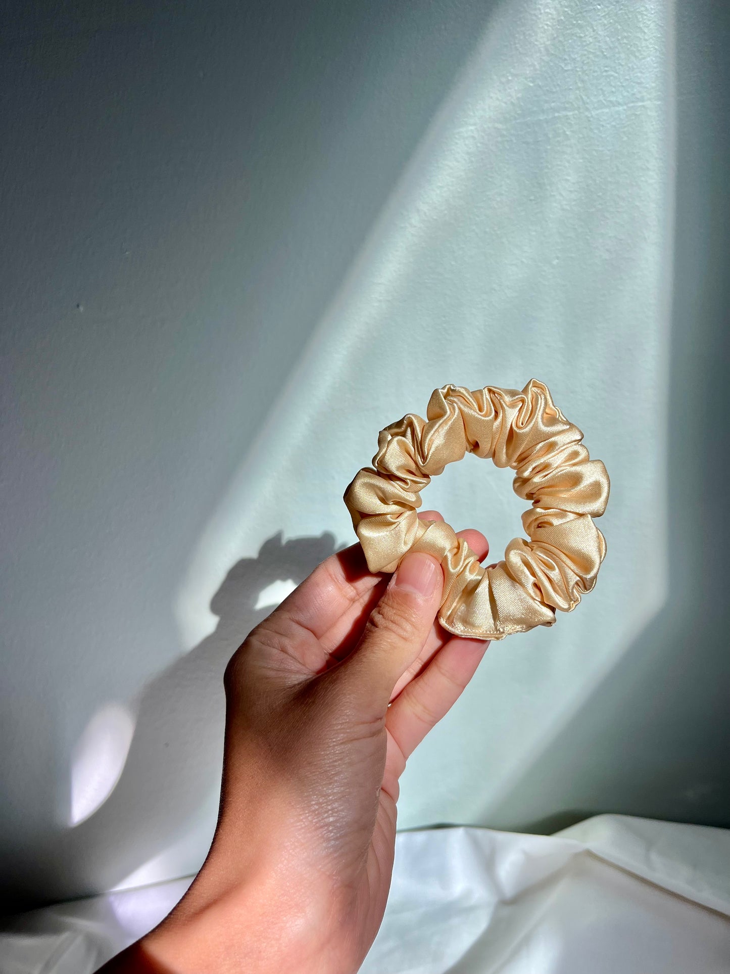 Vanilla satin scrunchie