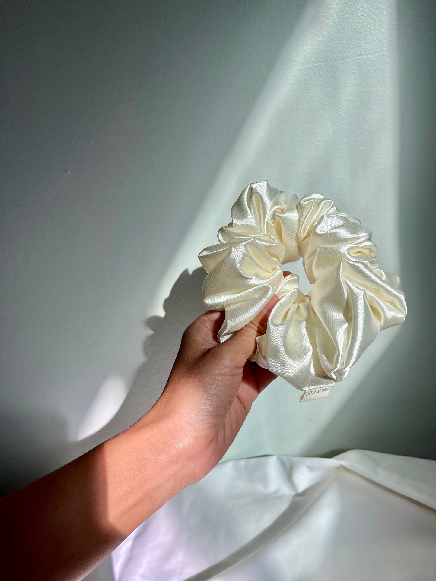 Ivory satin scrunchie