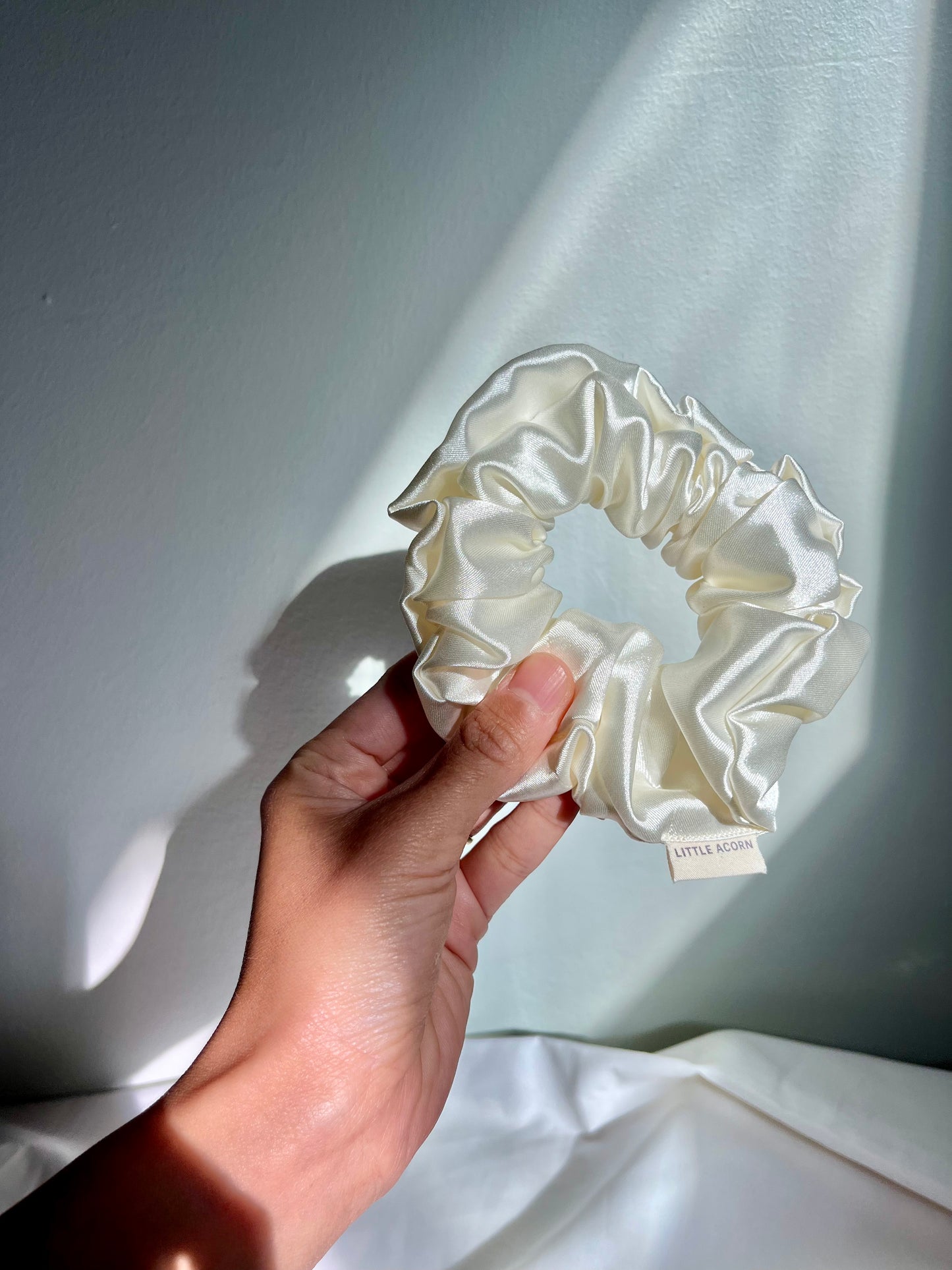 Ivory satin scrunchie
