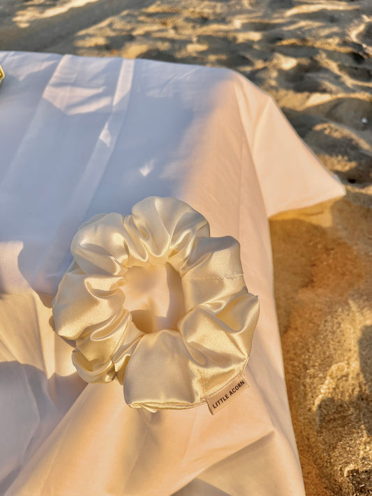 Ivory satin scrunchie