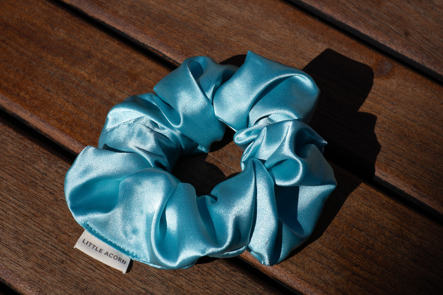 Ocean blue satin scrunchie