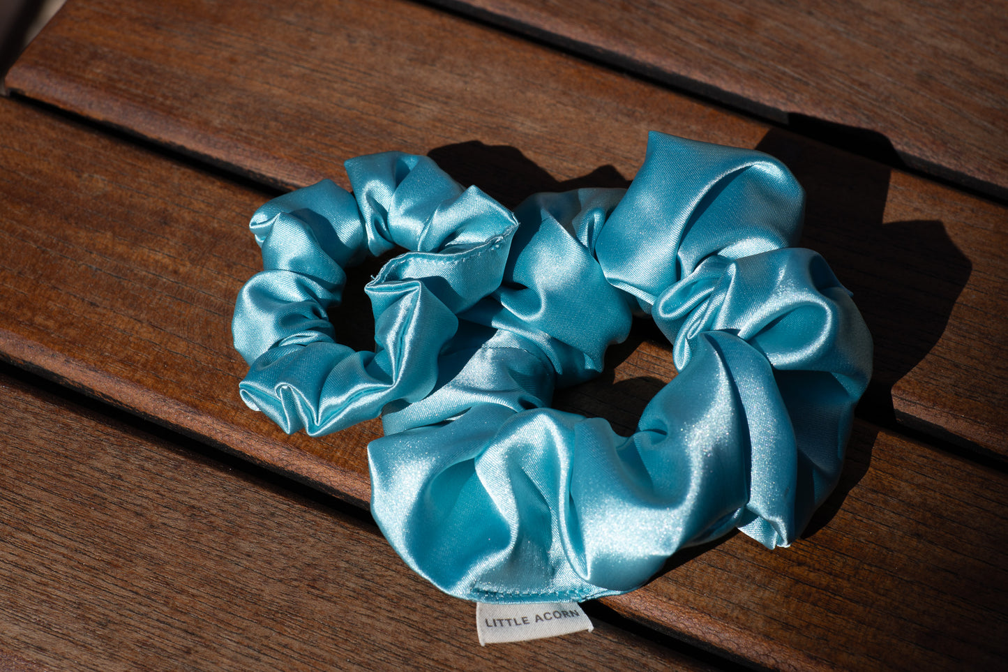 Ocean blue satin scrunchie