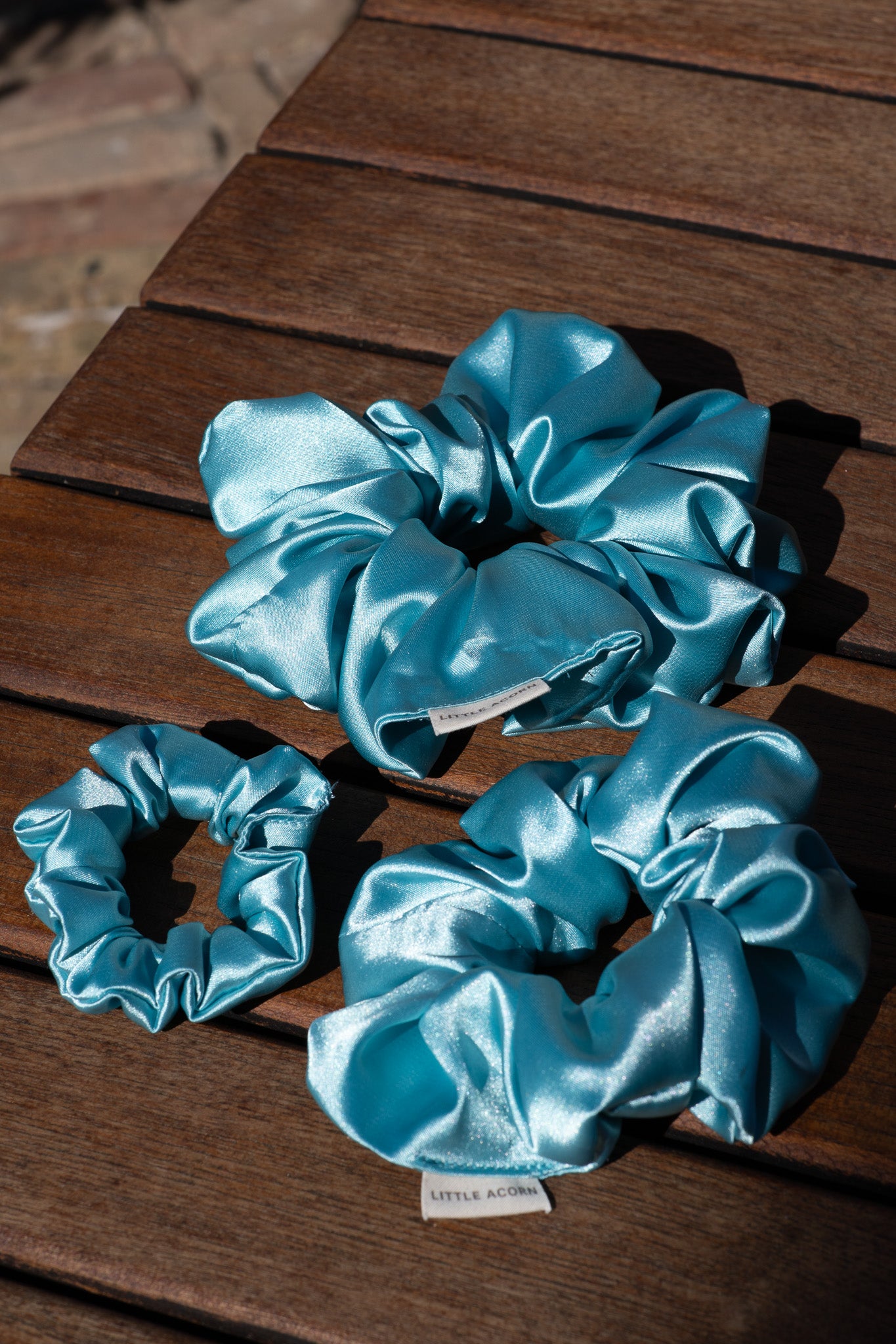 Ocean blue satin scrunchie