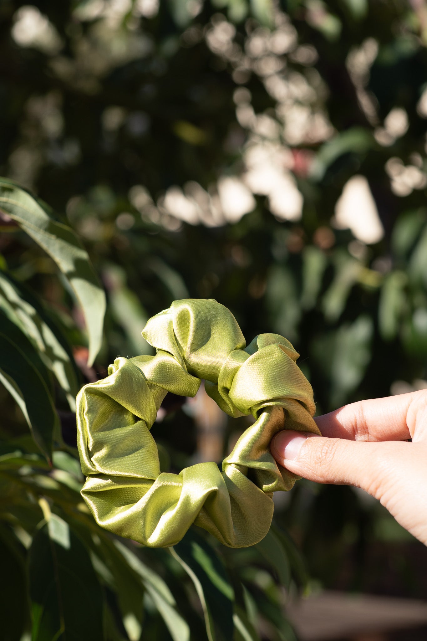 Lemon grass satin scrunchie