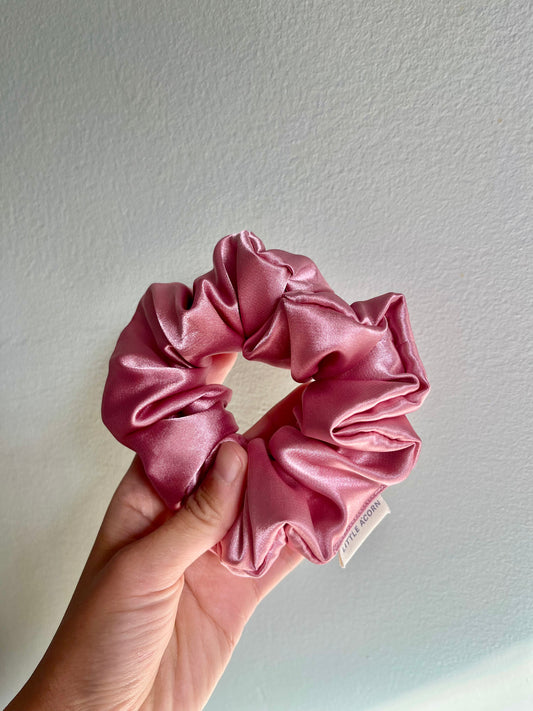 Rose satin scrunchie