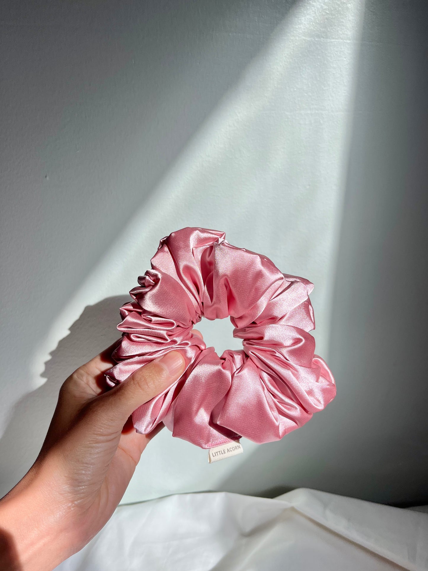 Light rose satin scrunchie